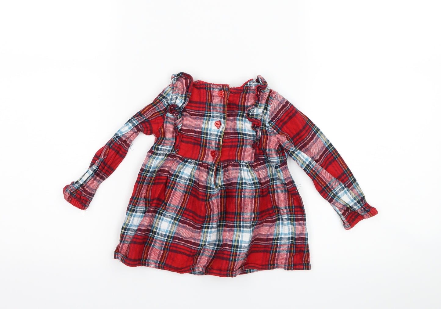 TU Girls Red Check  Shirt Dress  Size 6-9 Months