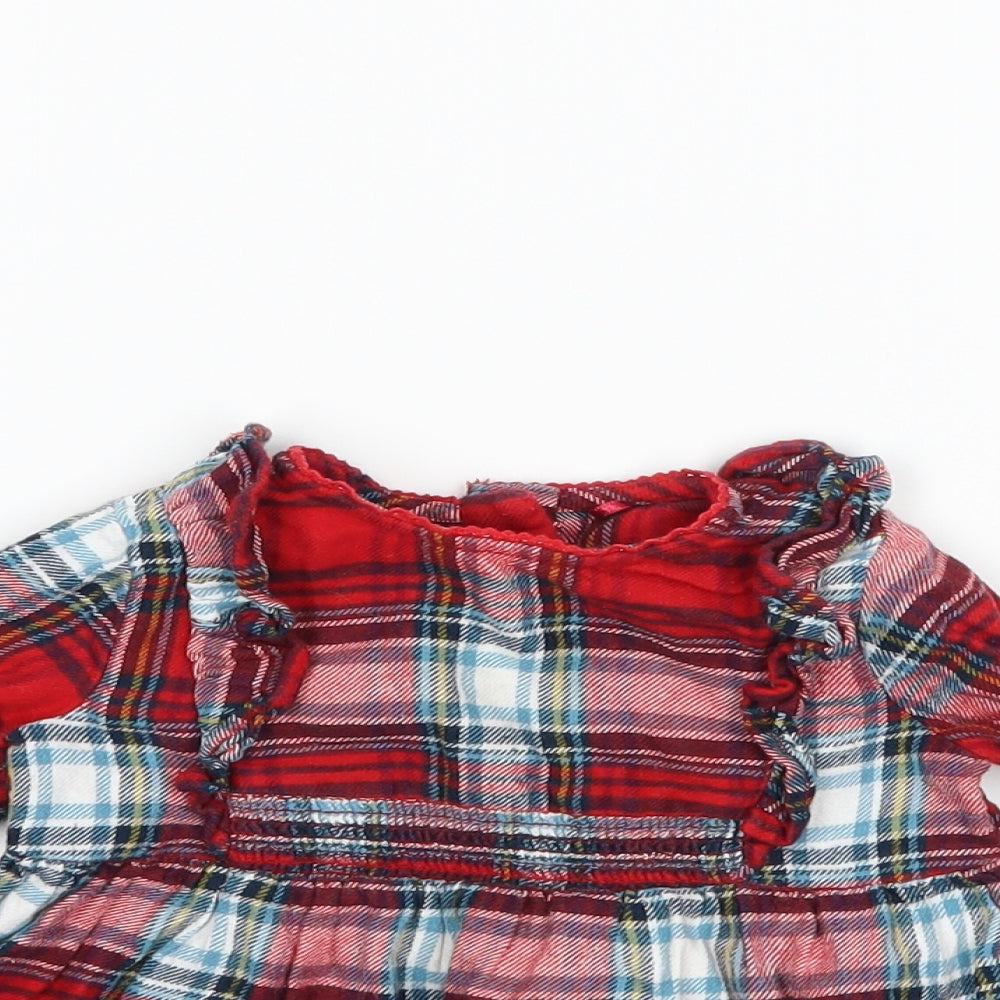 TU Girls Red Check  Shirt Dress  Size 6-9 Months