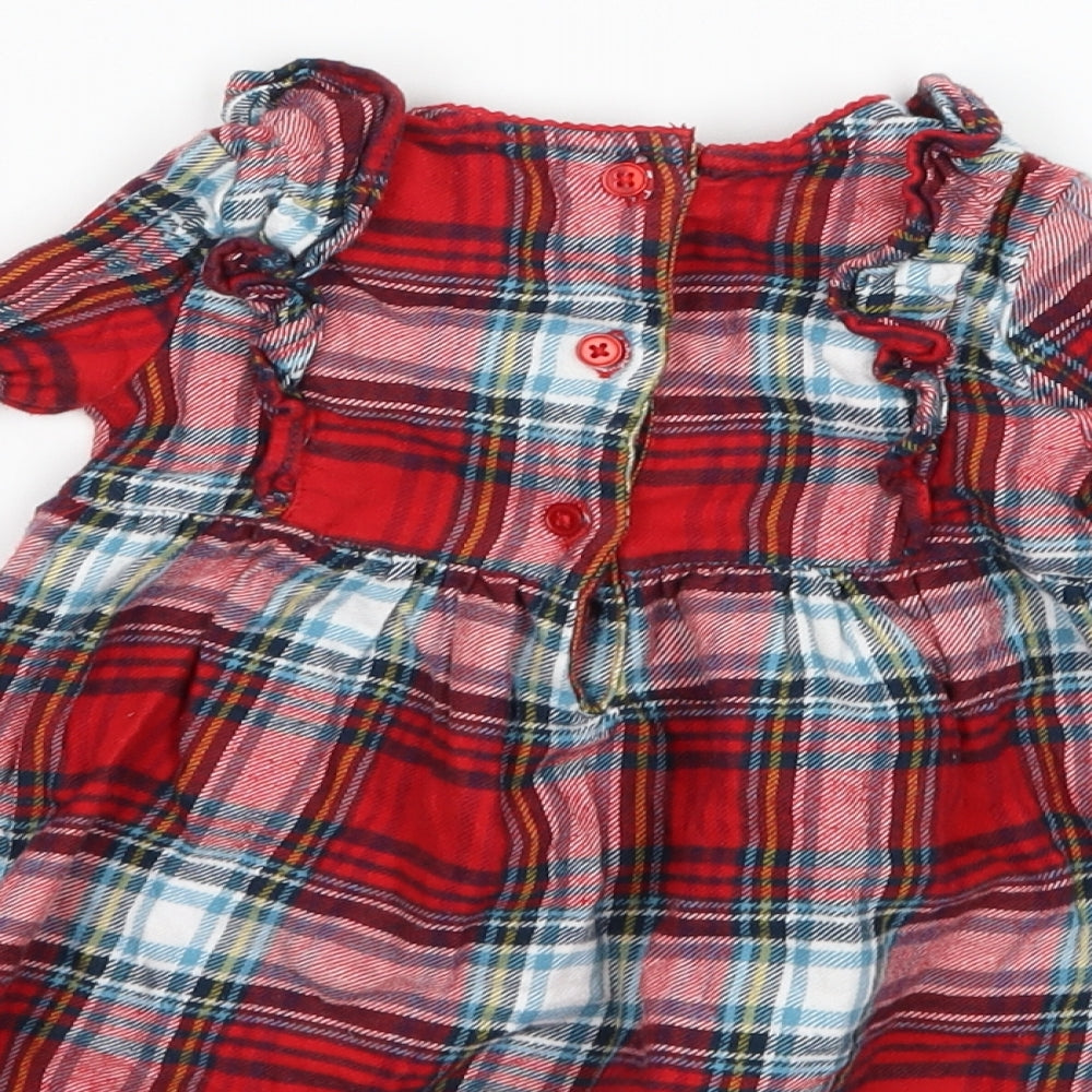 TU Girls Red Check  Shirt Dress  Size 6-9 Months