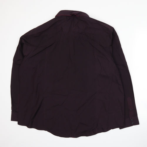 Thomas Nash Mens Purple Striped   Dress Shirt Size 3XL