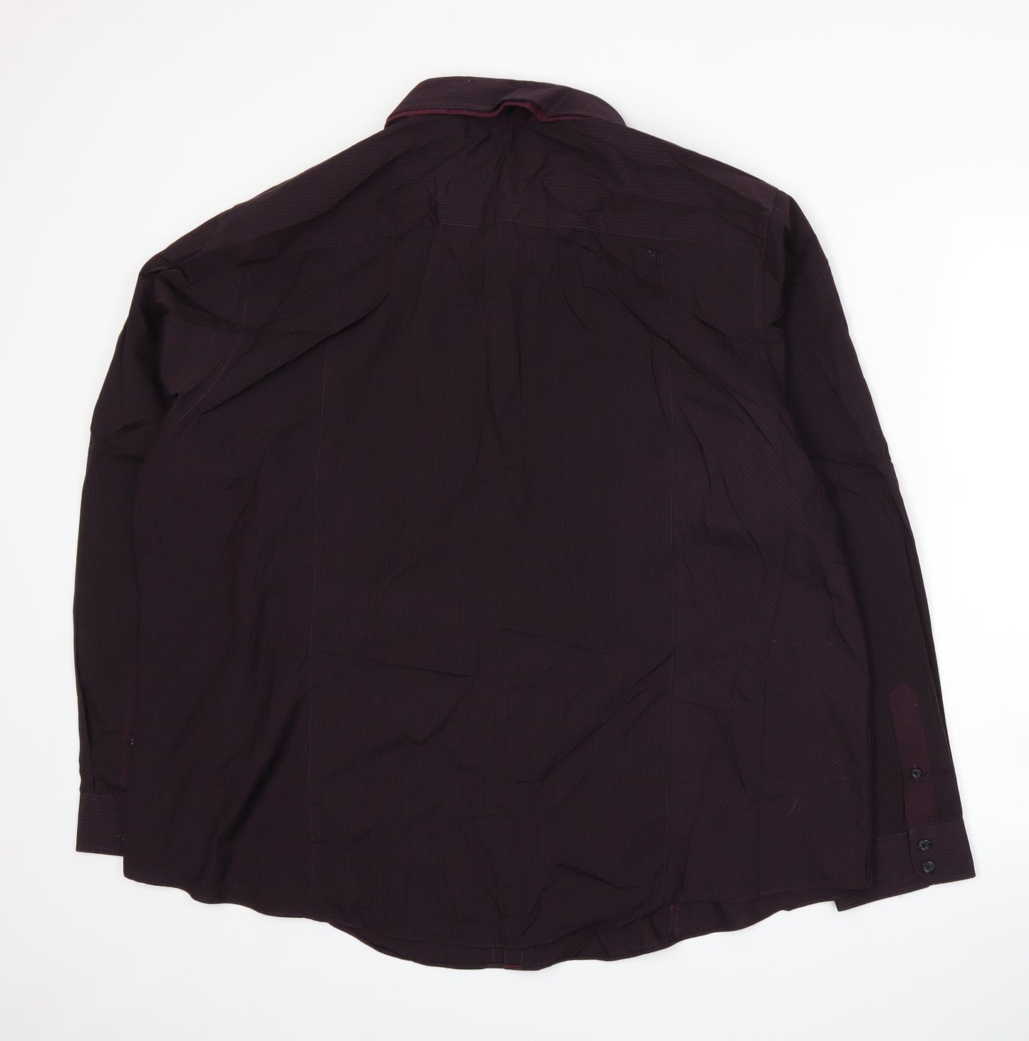 Thomas Nash Mens Purple Striped   Dress Shirt Size 3XL