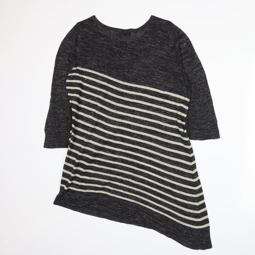 Marks and Spencer Womens Grey Striped Knit Pullover Jumper Size 14