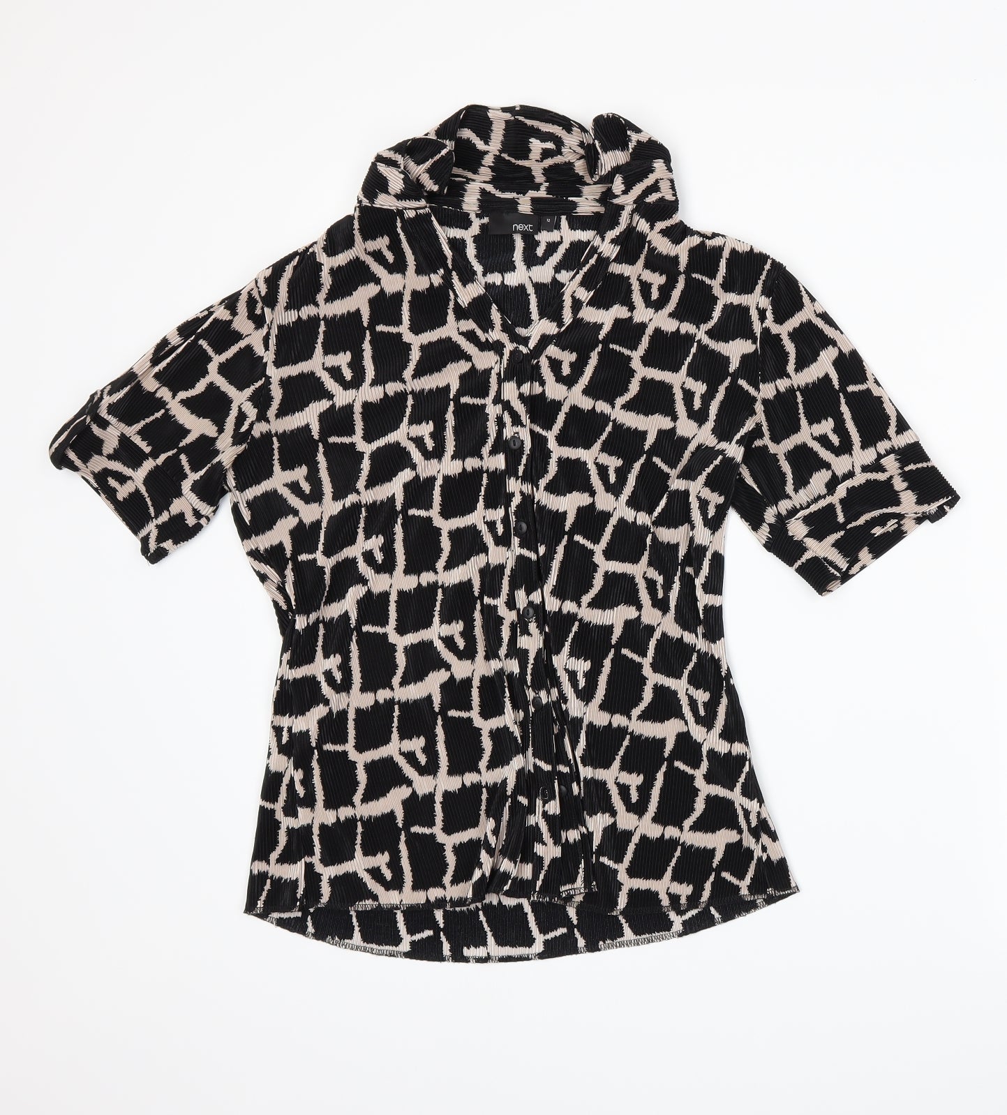 NEXT Womens Black Geometric  Basic Blouse Size 12