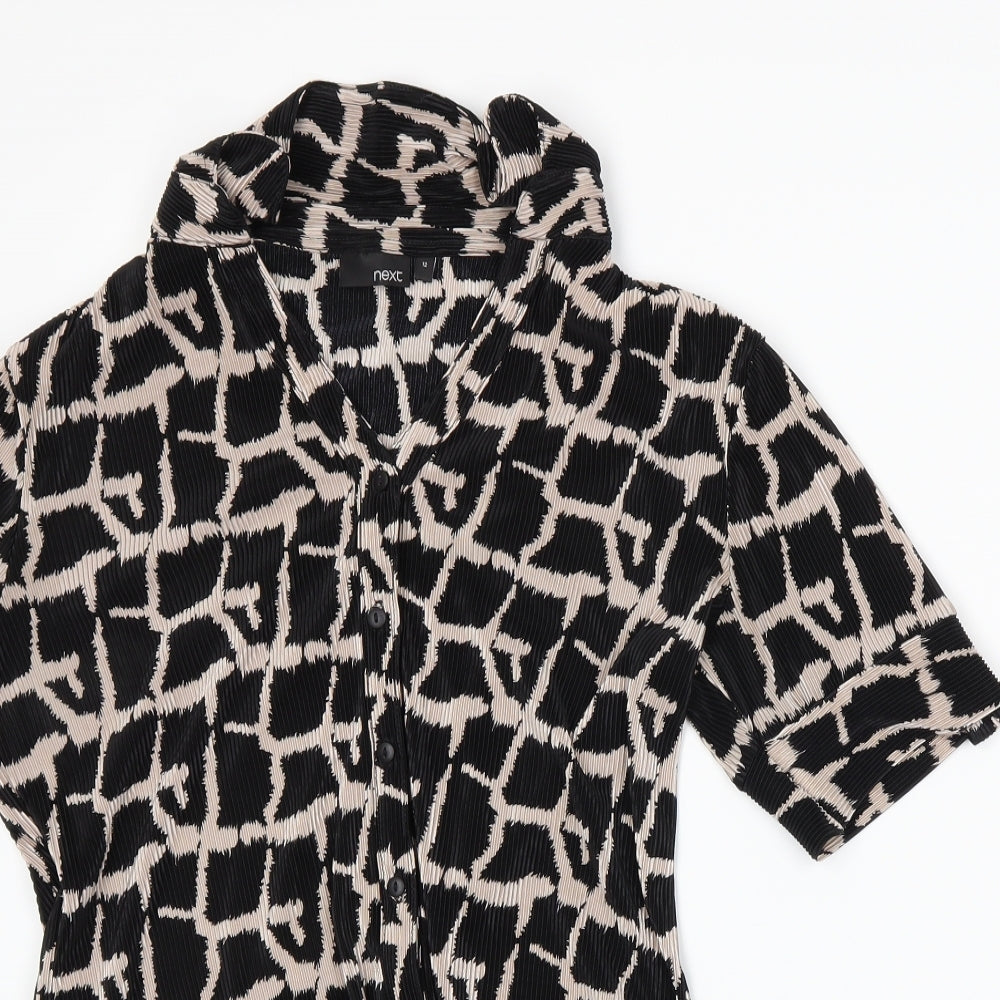 NEXT Womens Black Geometric  Basic Blouse Size 12
