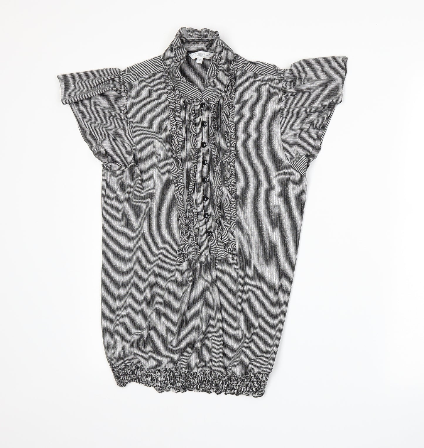 New Look Womens Grey Striped  Basic Blouse Size 12