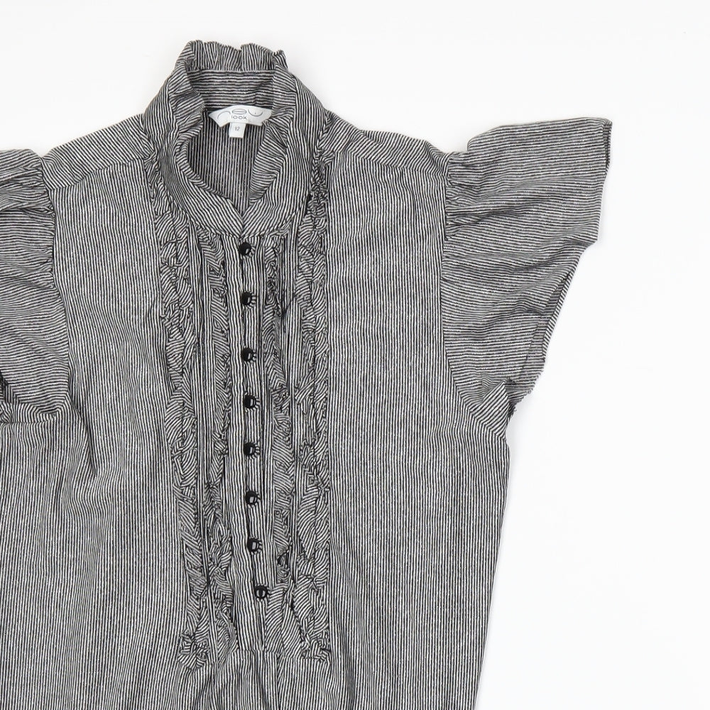 New Look Womens Grey Striped  Basic Blouse Size 12