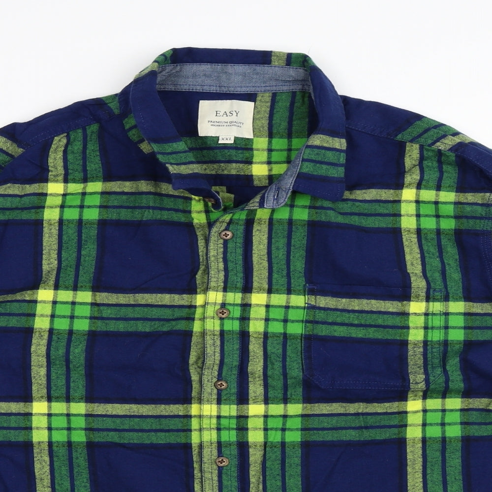 Matalan Mens Green Check   Button-Up Size 2XL