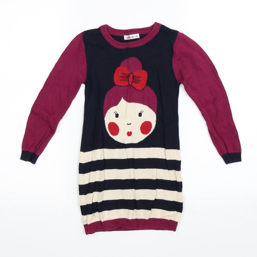 Ladybird Girls Purple Striped  Jumper Dress  Size 3-4 Years