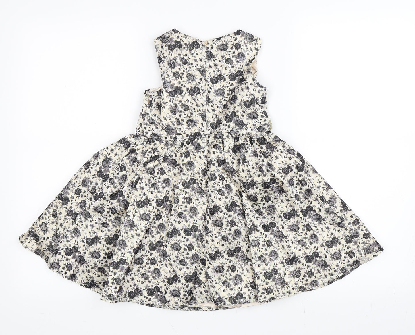 Ladybird Girls Gold Floral  Skater Dress  Size 3-4 Years