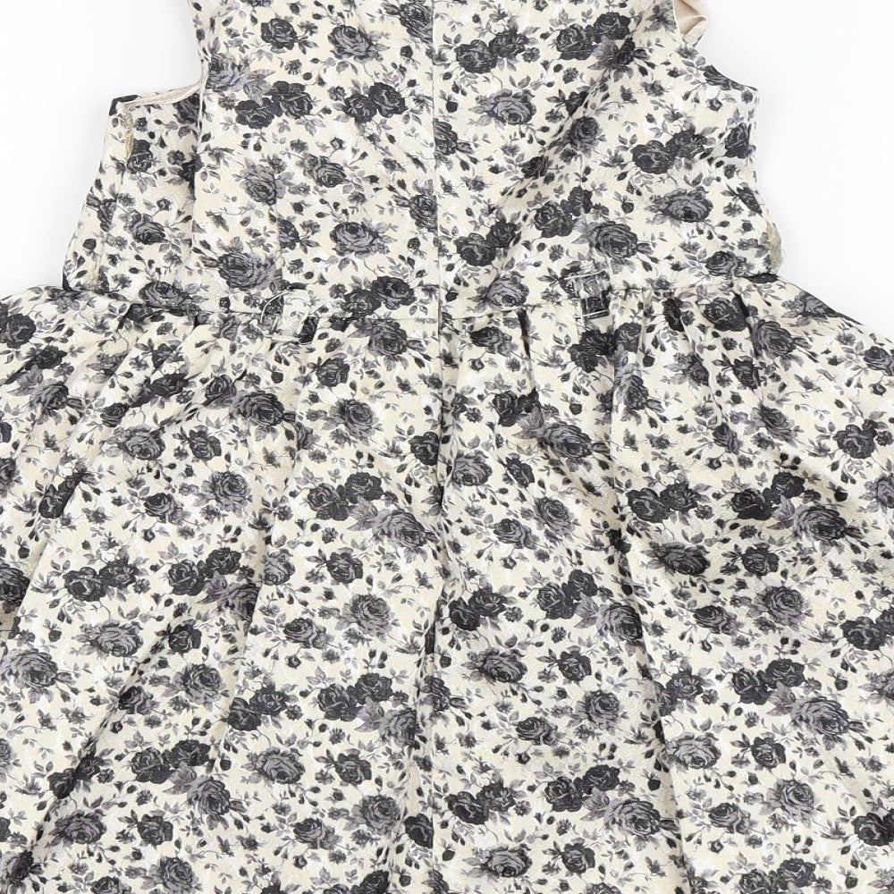 Ladybird Girls Gold Floral  Skater Dress  Size 3-4 Years