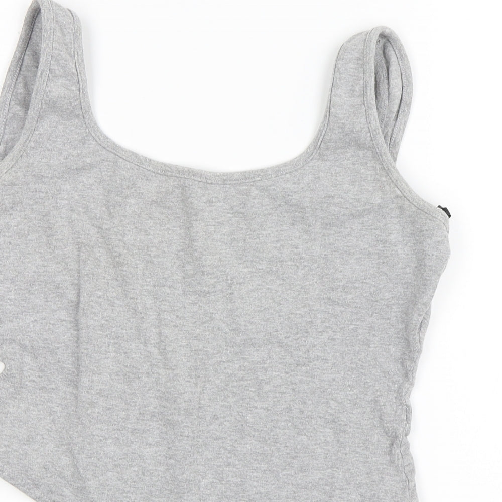 Missguided Womens Grey   Basic Tank Size 10  - Low back Bodysuit