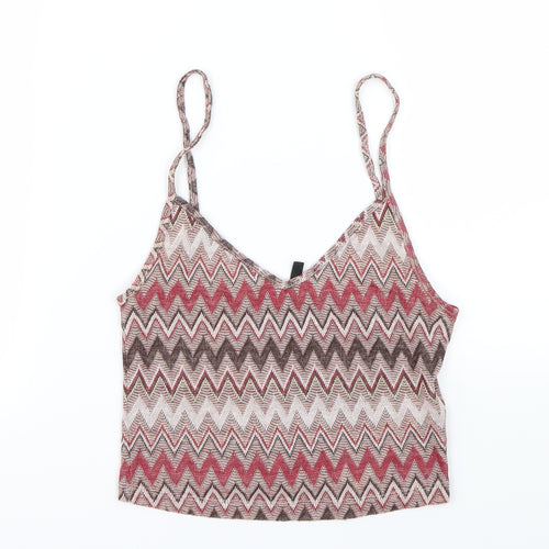 Stradivarius Womens Multicoloured Geometric  Basic Tank Size S
