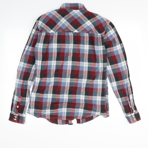 Crafted Mens Red Plaid   Button-Up Size M