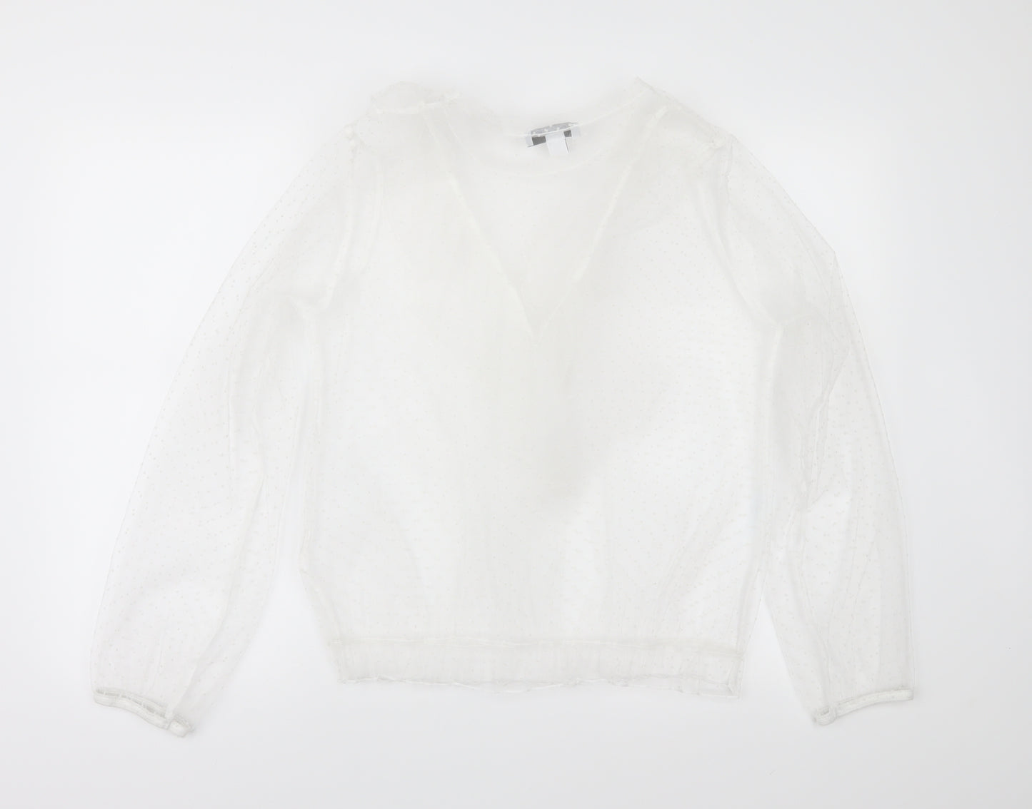 Primark Womens White Polka Dot  Basic Blouse Size 12