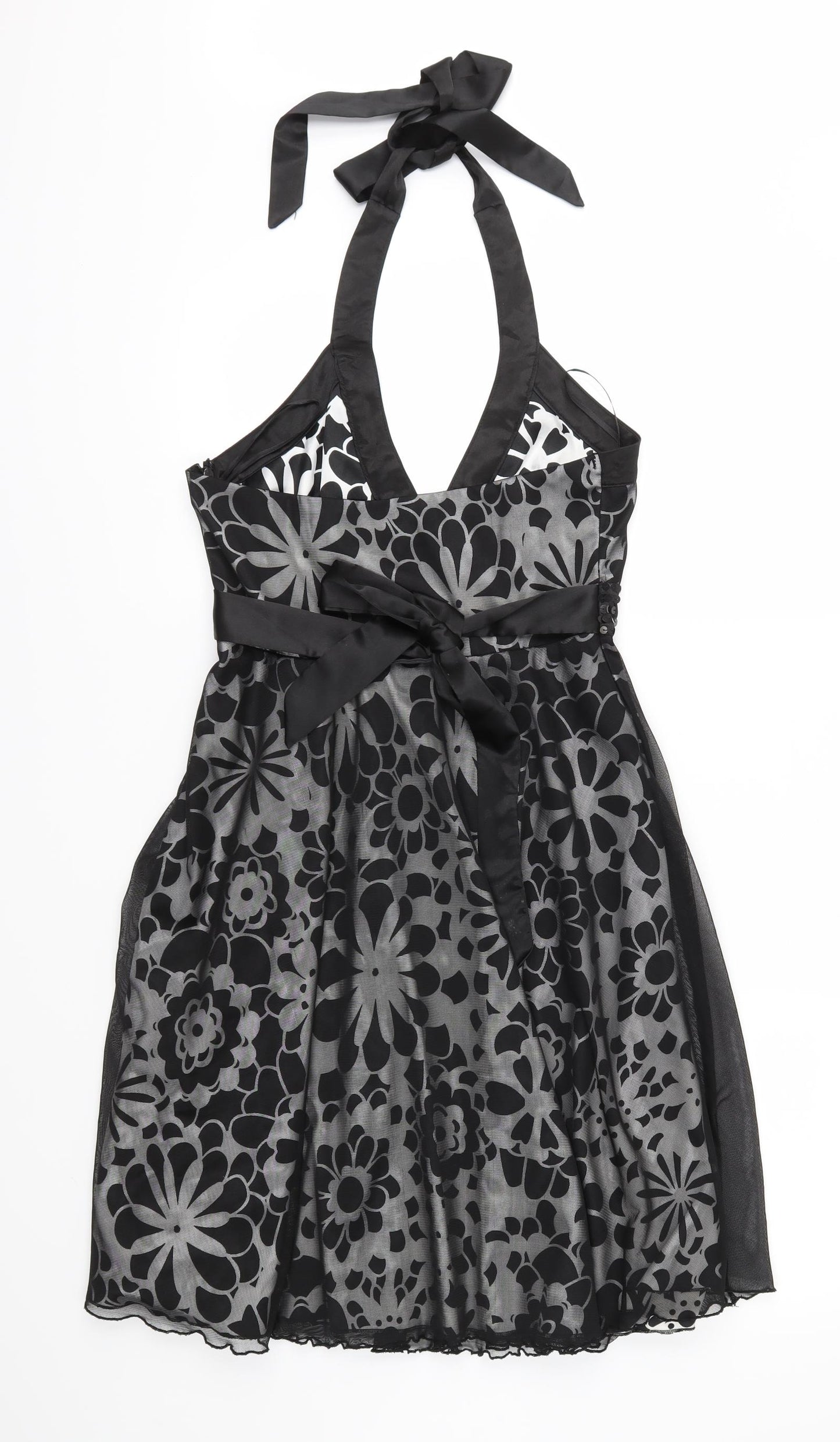 Bay Womens Black Floral Mesh Fit & Flare  Size 10