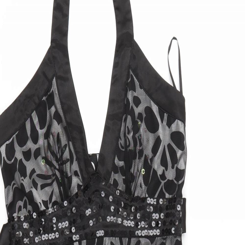 Bay Womens Black Floral Mesh Fit & Flare  Size 10
