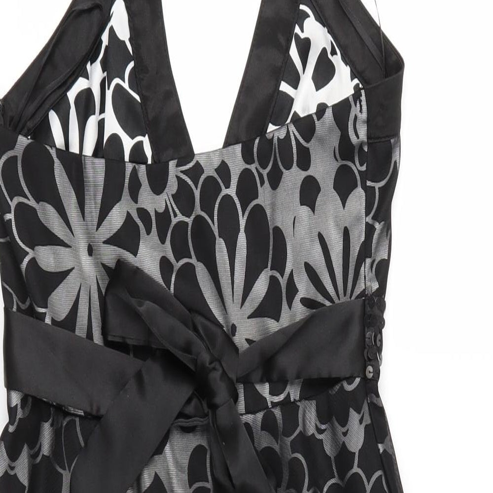 Bay Womens Black Floral Mesh Fit & Flare  Size 10