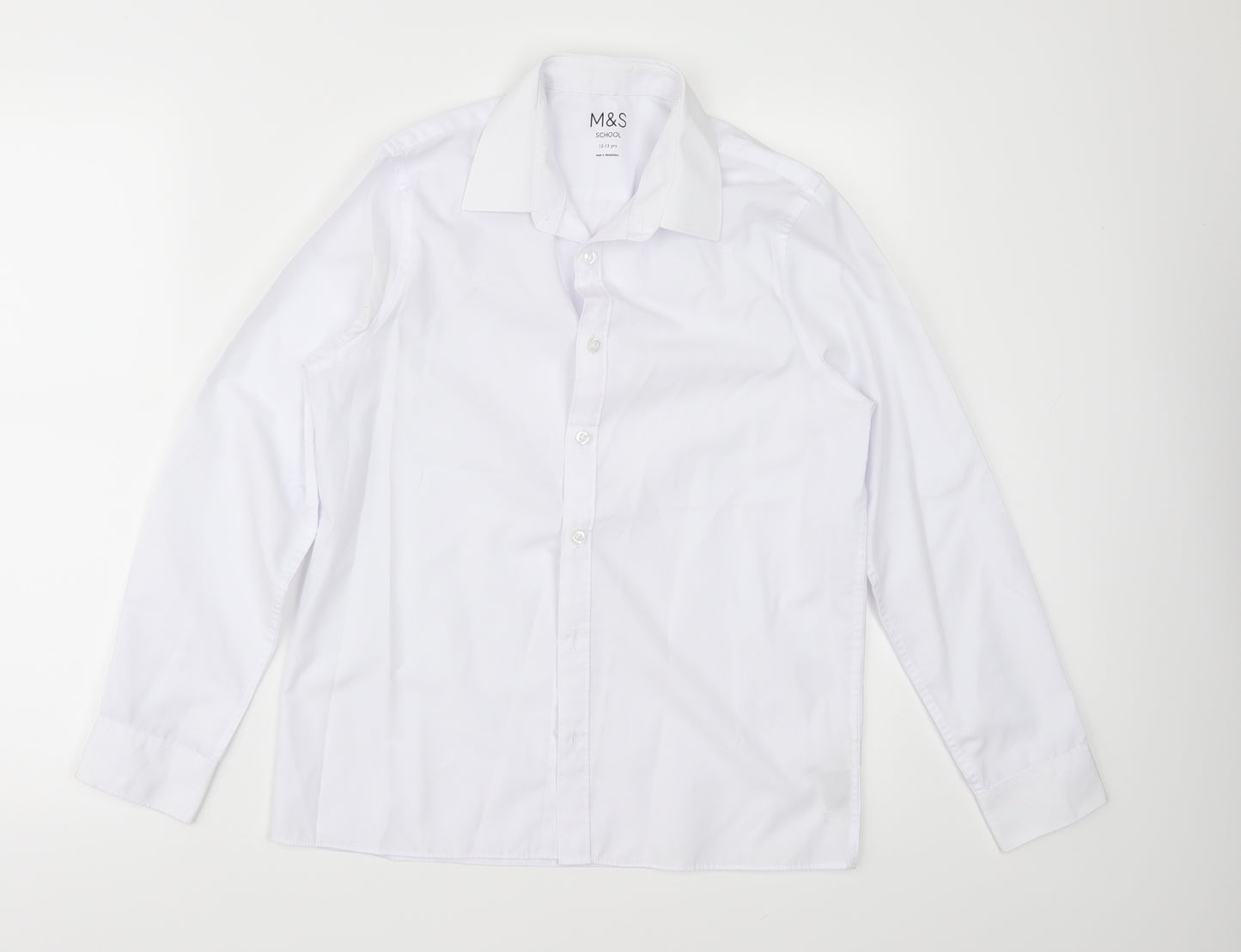 Marks and Spencer Boys White   Basic Button-Up Size 12-13 Years