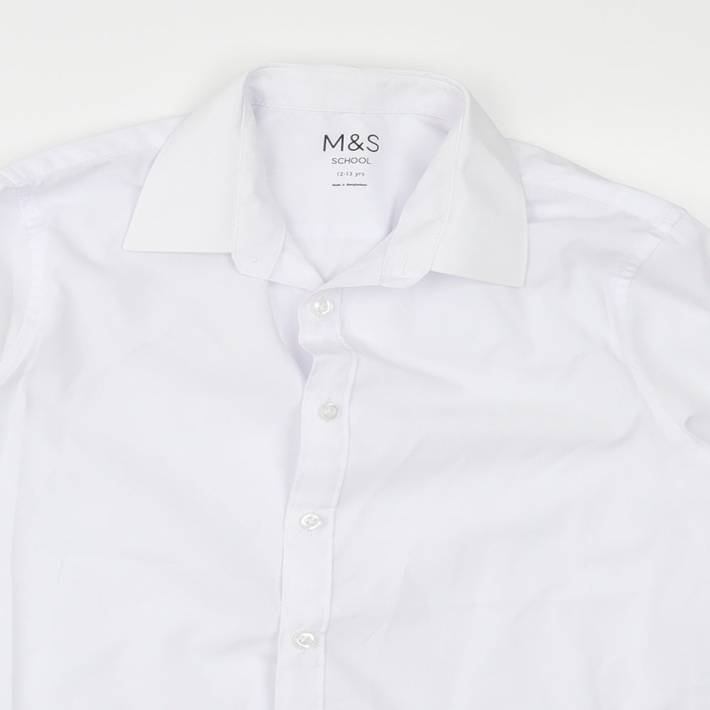 Marks and Spencer Boys White   Basic Button-Up Size 12-13 Years