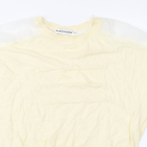 Madison Womens Yellow  Knit Pullover Jumper Size L