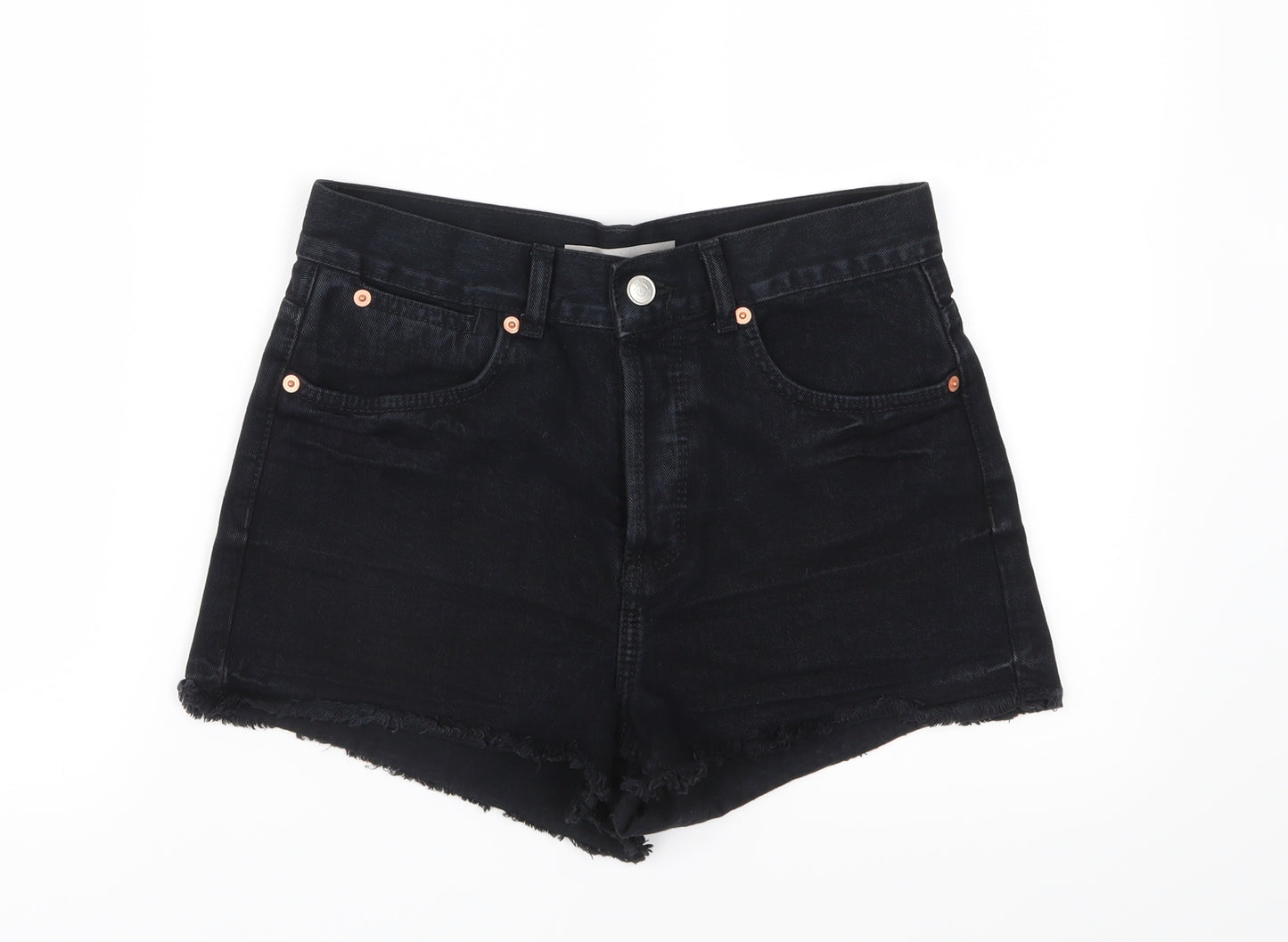 Topshop Womens Black  Denim Cut-Off Shorts Size 10