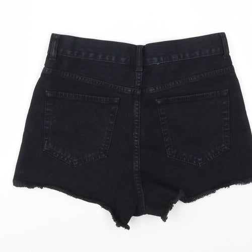 Topshop Womens Black  Denim Cut-Off Shorts Size 10