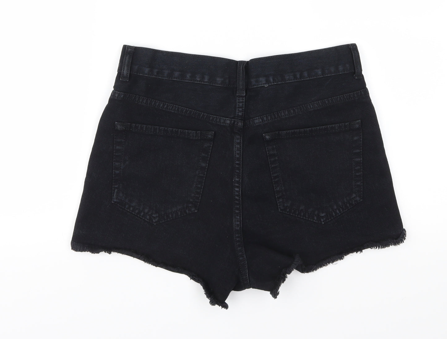 Topshop Womens Black  Denim Cut-Off Shorts Size 10