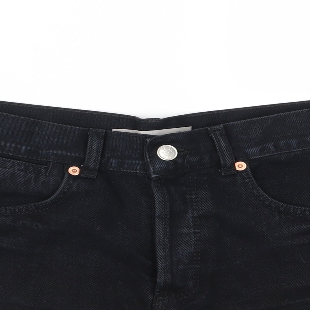 Topshop Womens Black  Denim Cut-Off Shorts Size 10