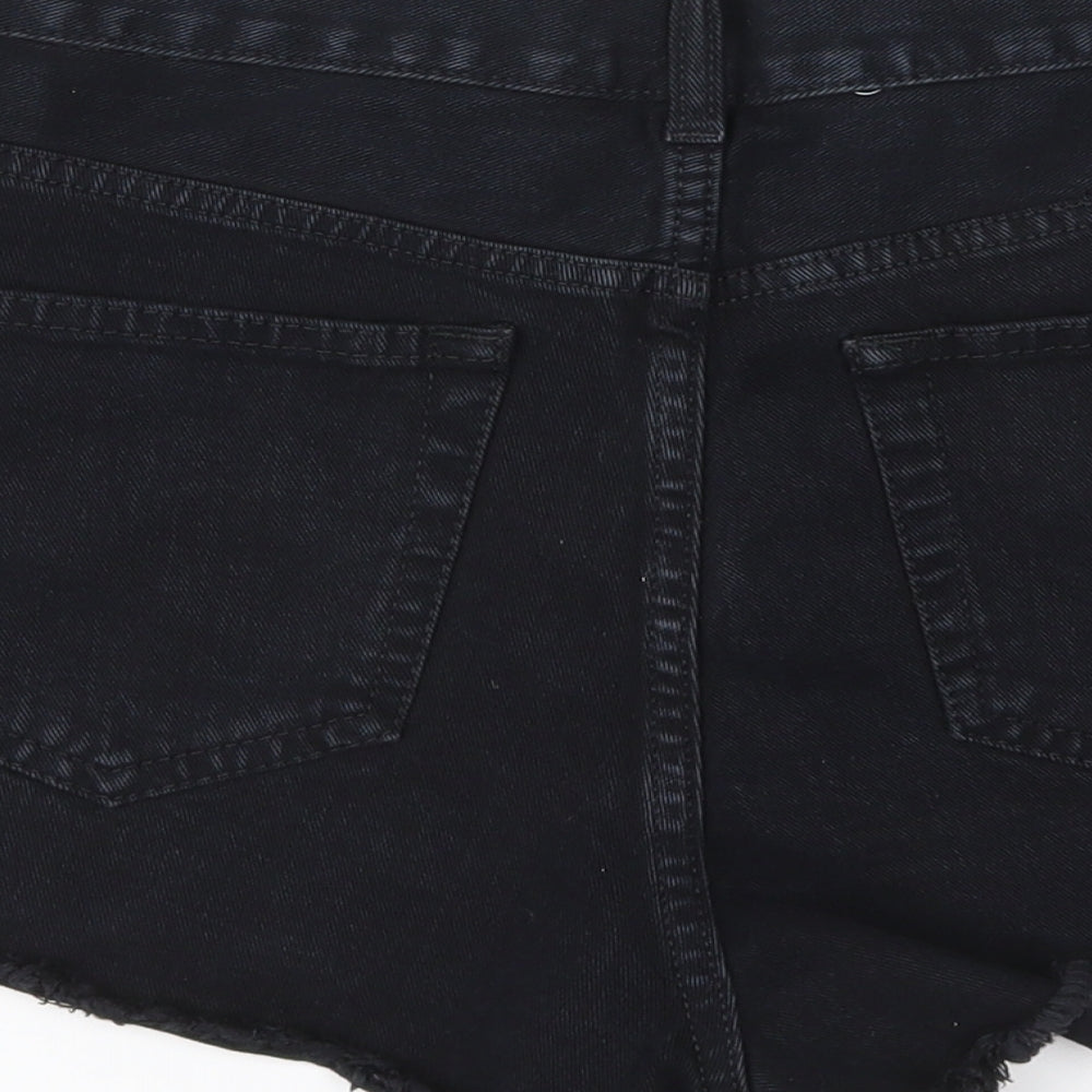 Topshop Womens Black  Denim Cut-Off Shorts Size 10