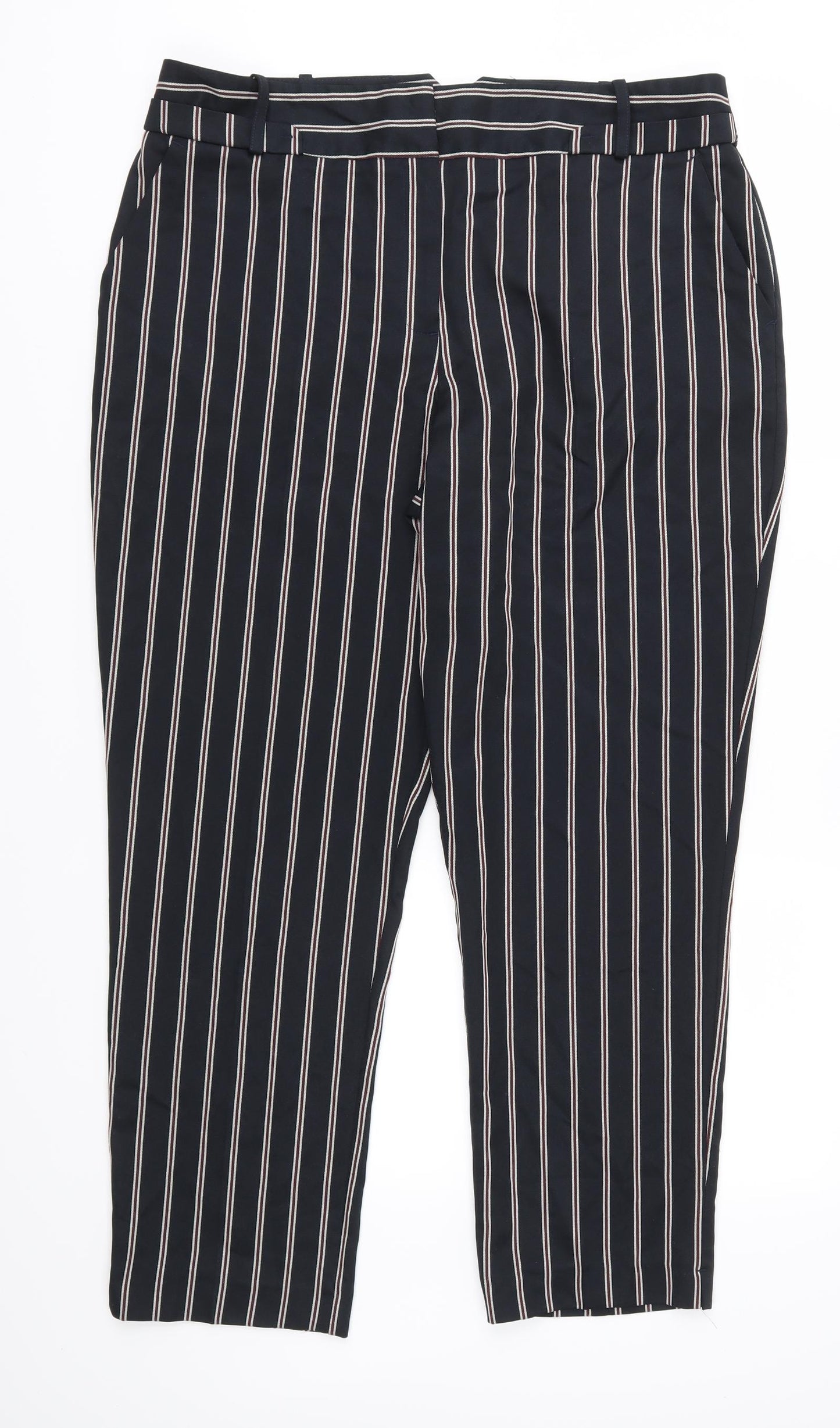 TU Womens Blue Striped  Trousers  Size 16 L28 in