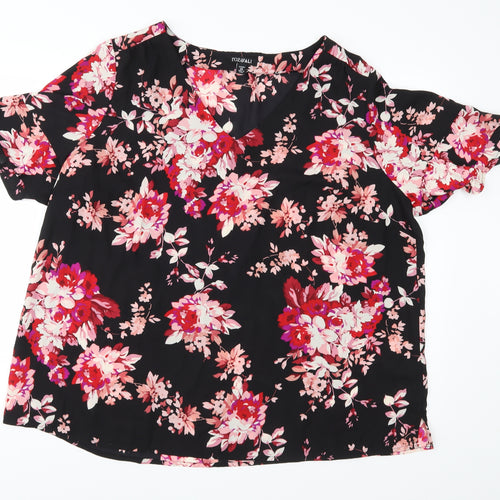 Roz & Ali Womens Black Floral  Basic Blouse Size 2XL