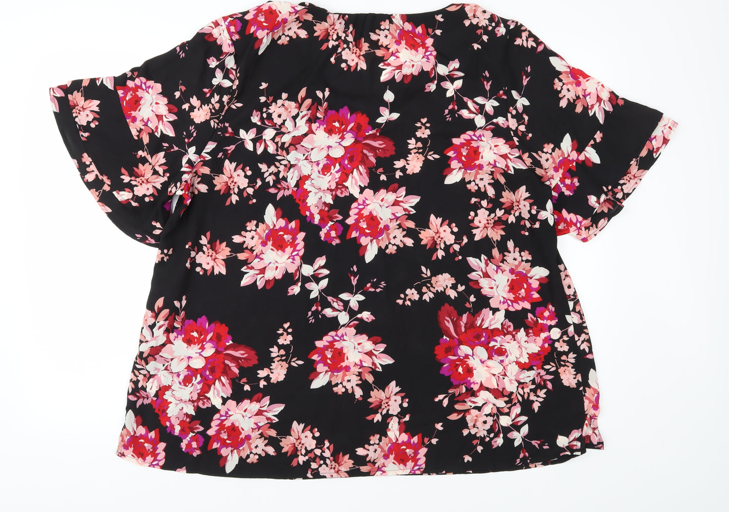 Roz & Ali Womens Black Floral  Basic Blouse Size 2XL
