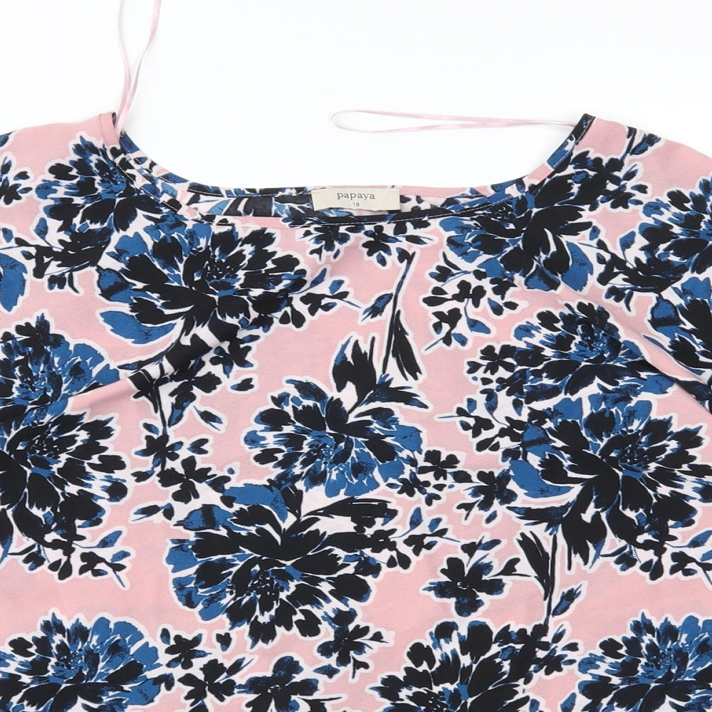 Papaya Womens Pink Floral  Basic Blouse Size 18
