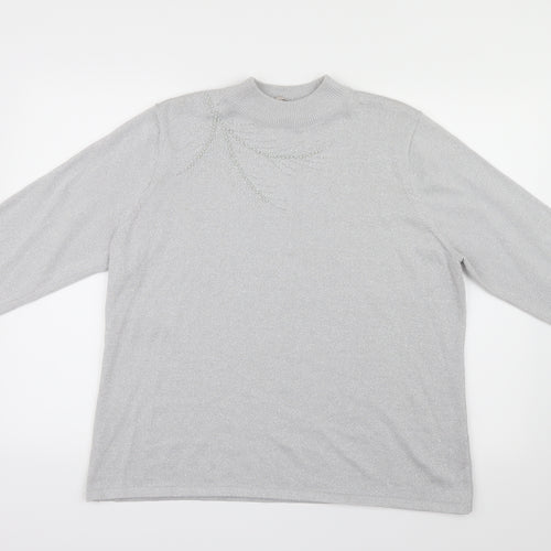 Bm collection Womens Grey Geometric Knit Pullover Jumper Size L