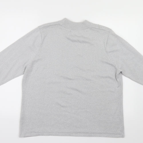 Bm collection Womens Grey Geometric Knit Pullover Jumper Size L