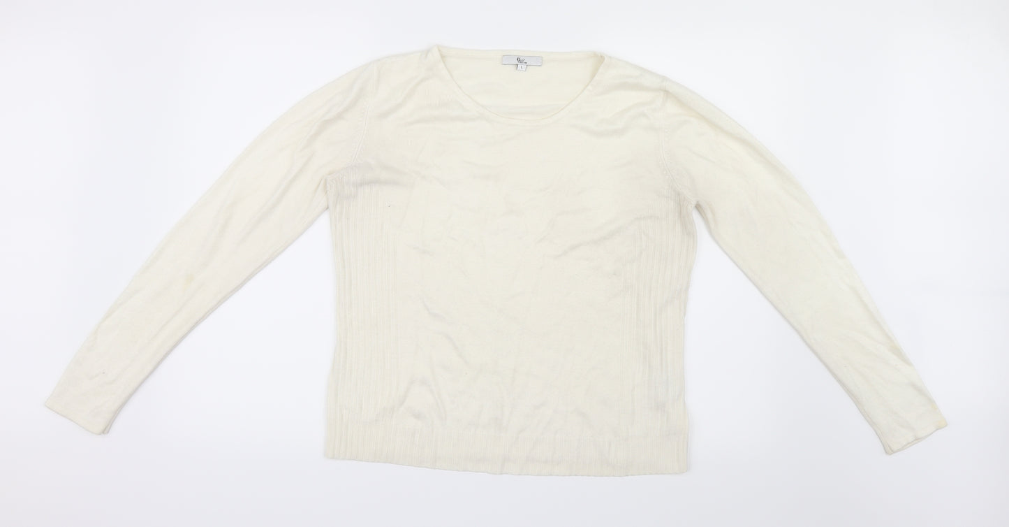 Kliss Womens White  Knit Pullover Jumper Size L