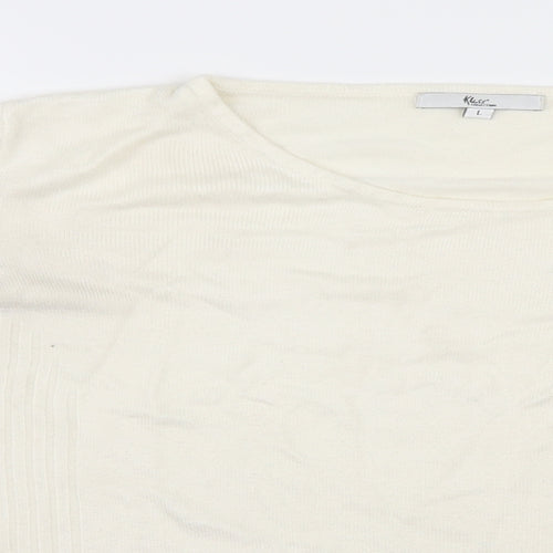 Kliss Womens White  Knit Pullover Jumper Size L