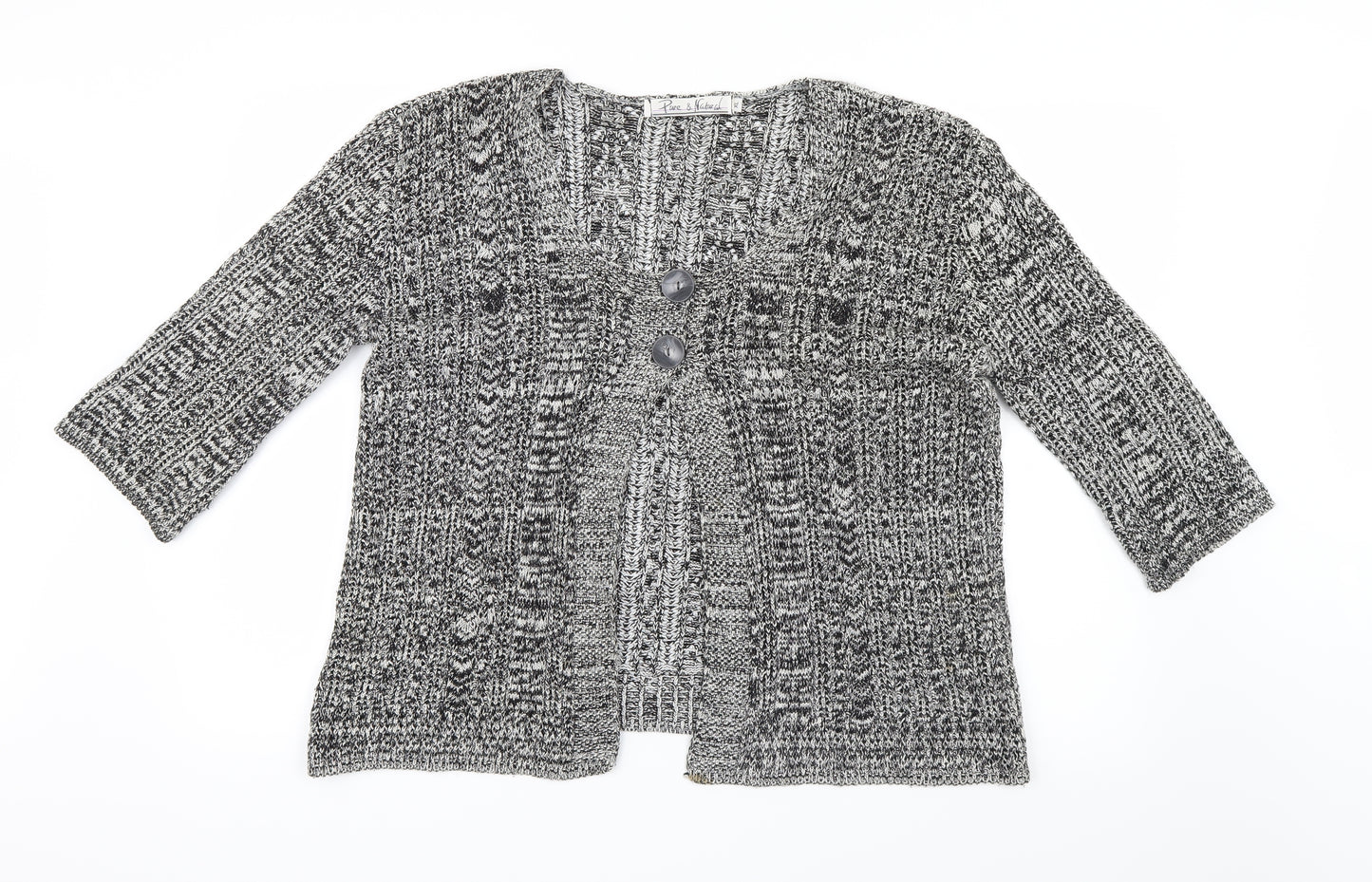 Pure & Natural Womens Black  Knit Cardigan Jumper Size XL