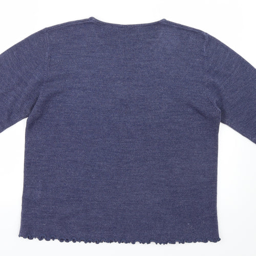 Elizabeth Scott  Womens Blue Geometric Knit Pullover Jumper Size L