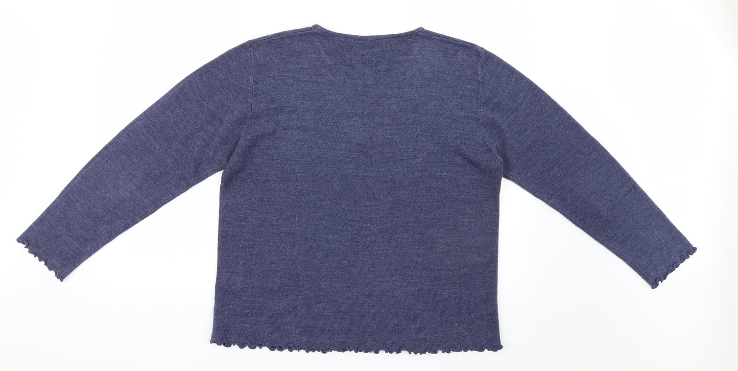 Elizabeth Scott  Womens Blue Geometric Knit Pullover Jumper Size L