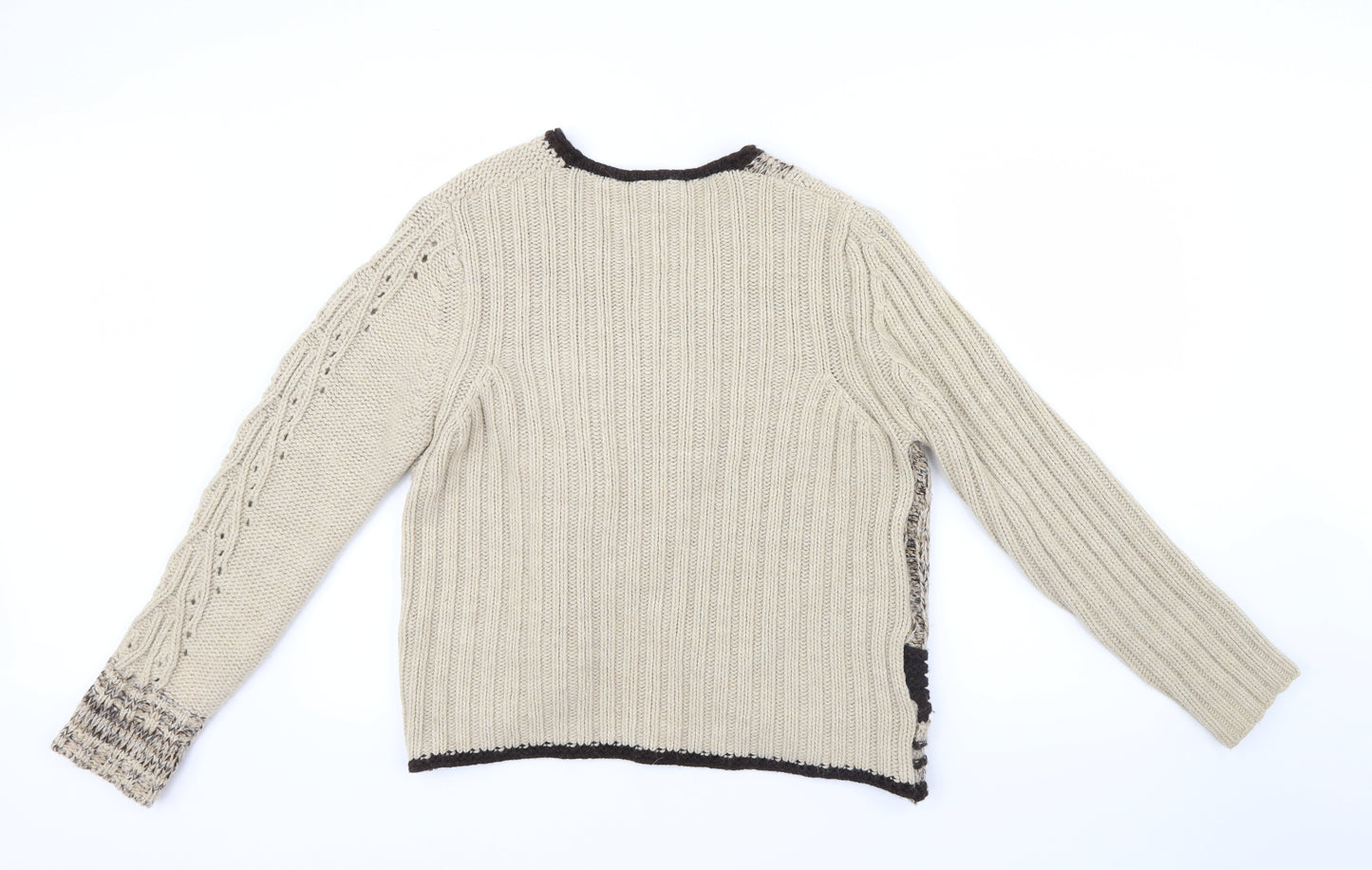 NEXT Womens Beige Geometric Knit Cardigan Jumper Size 16