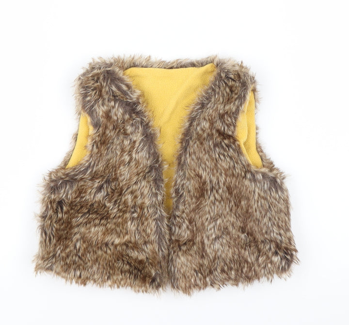 Preworn Girls Brown Animal Print  Jacket  Size 4-5 Years