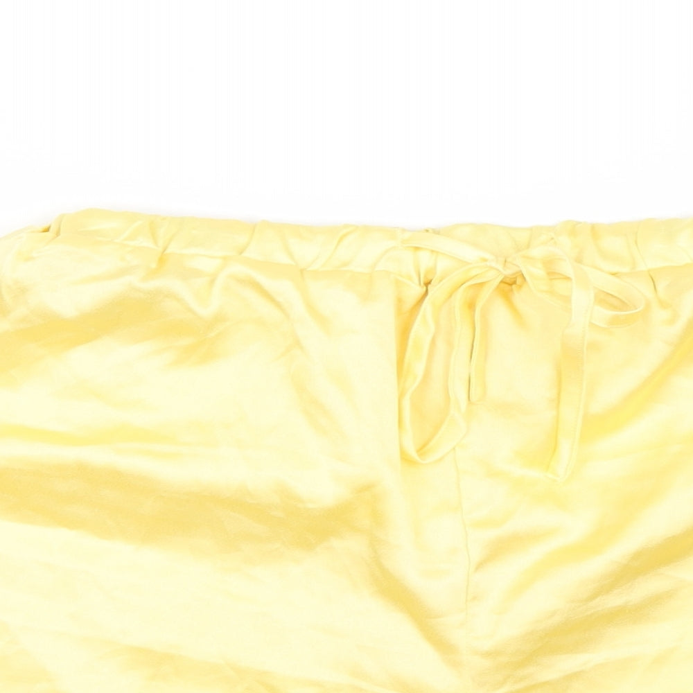 Missguided Womens Yellow Geometric Satin Top Pyjama Pants Size 10