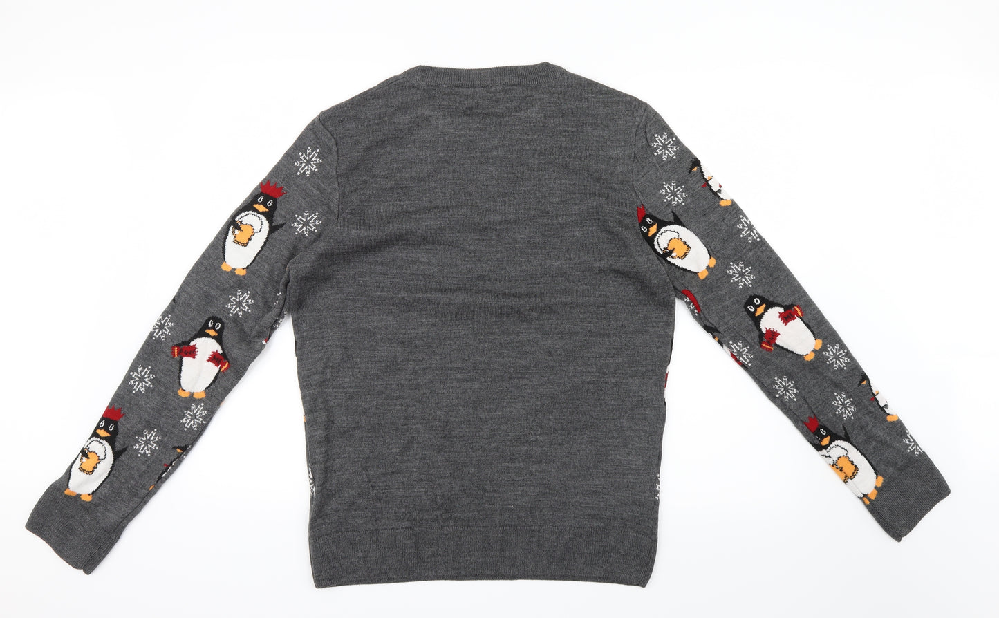 New Look Men Mens Grey Geometric Knit Pullover Jumper Size M  - Christmas