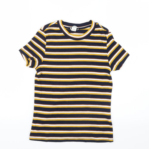 MONKL Womens Blue Striped  Basic T-Shirt Size S