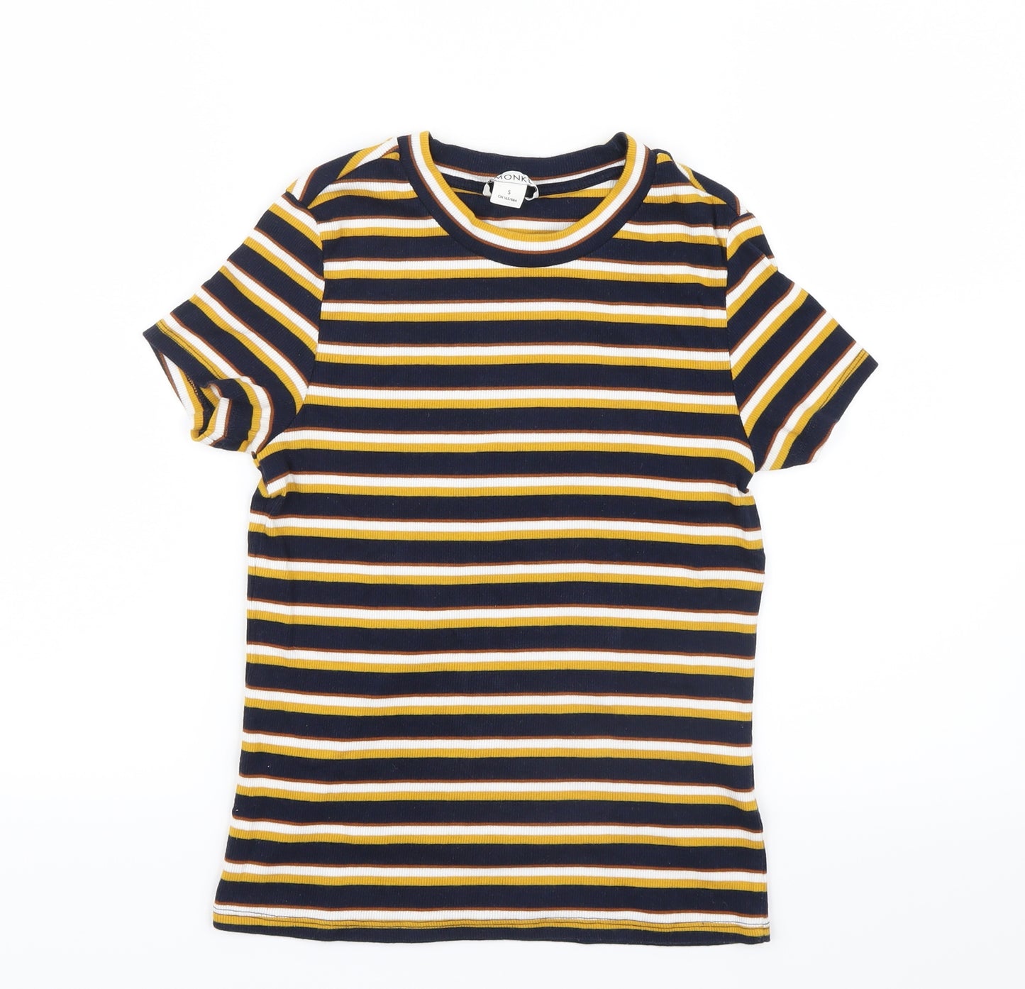 MONKL Womens Blue Striped  Basic T-Shirt Size S