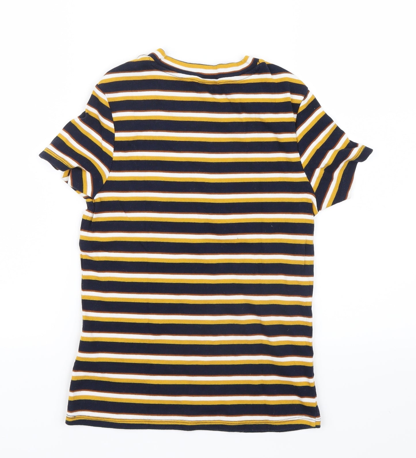 MONKL Womens Blue Striped  Basic T-Shirt Size S