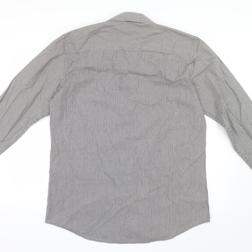 NEXT Mens Grey Striped   Button-Up Size 16  - Tailored fit