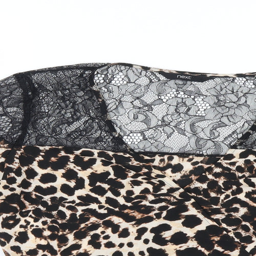 NEXT Womens Brown Animal Print  Wrap Blouse Size 12  - Lace detail
