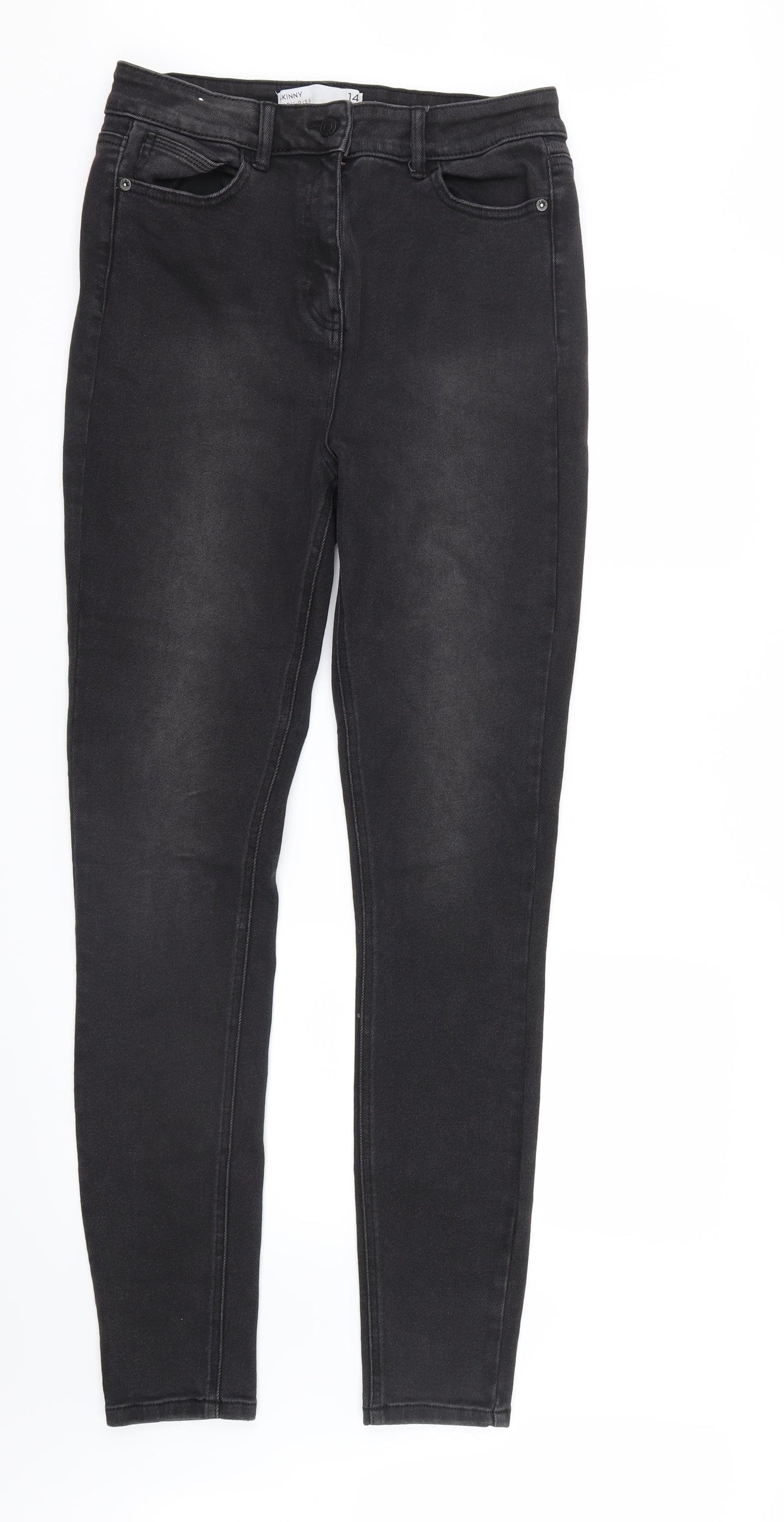 NEXT Womens Black  Denim Straight Jeans Size 14 L32 in